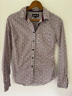 Rank 45 Burgundy weatern Print Button-Down Shirt